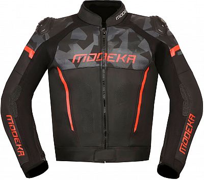 Modeka Valyant, Lederjacke - Schwarz/Grau/Rot - 46 von Modeka