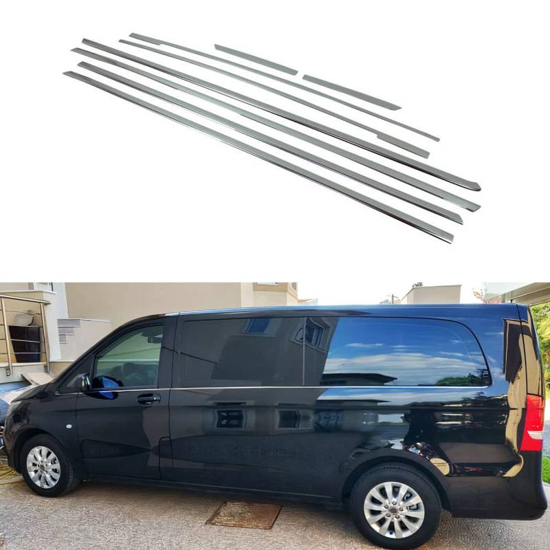 Chrom-Fensterlisten passend für MERCEDES VITO W447 L3 | 2014-2019 | Chrom-Abdeckung für Fensterrahmen Zierleisten Chrom von Modifycar