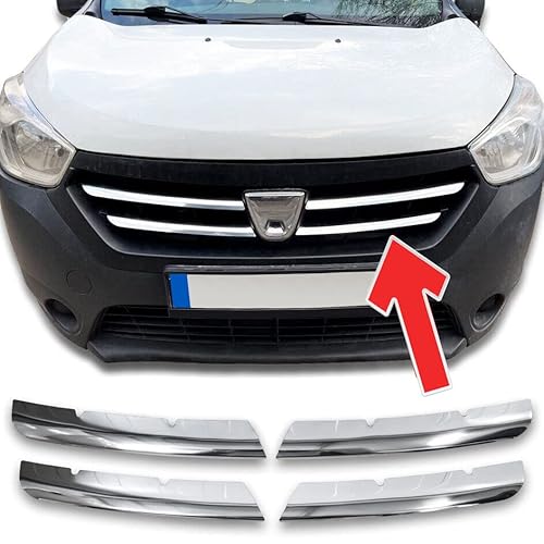 Grilllisten passend für DACIA DOKKER | ab 2012+ Zierleiste Chrom Edelstahl Verchromte Vorderseite Heizkörperleisten von Modifycar