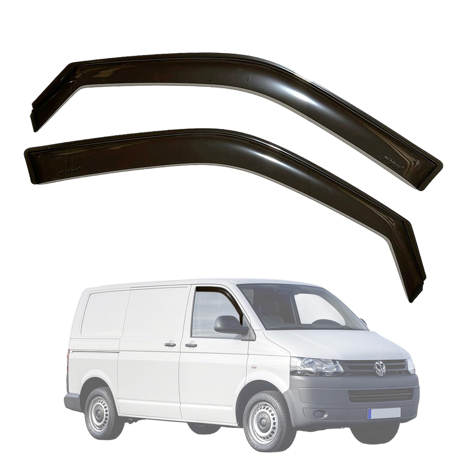 Modifycar - Set mit 2 Windabweisern für Frontfenster für Auto, kompatibel mit VW T5 T6, Transporter, Caravelle, Multivan, Modelle 2003 bis 2022, 2 Stück, dunkle Rauchfarbe von Modifycar