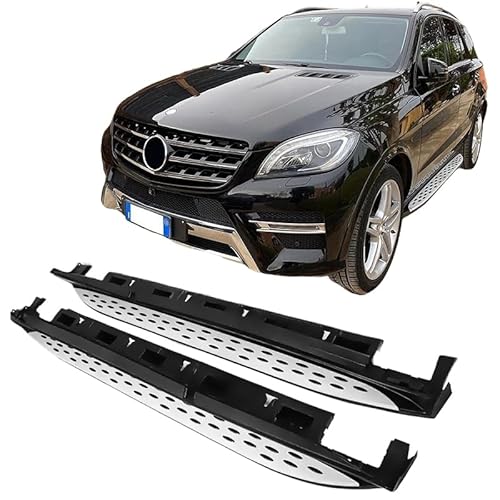 Modifycar Seitliche Fußrasten für Mercedes W166 ML 2011-2015 + GLE 2015-2019, Aluminium, gebürstet mit schwarzen Anti-Rutsch-Punkten, Schwarz (Black), links und rechts, Einschraubbar von Modifycar