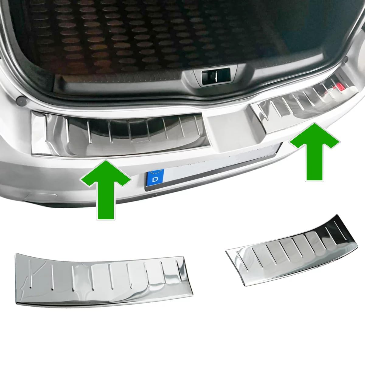 Stoßstangenschutz hinten, kompatibel mit Renault Megane IV Schrägheck, ab 2016+, verchromter Schutz für Ladekanten von Modifycar