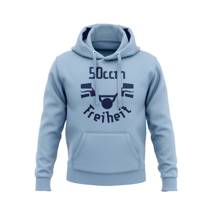 Hoodie in verschiedenen Farben mit Aufdruck "50ccm Freiheit" von Mofalegends