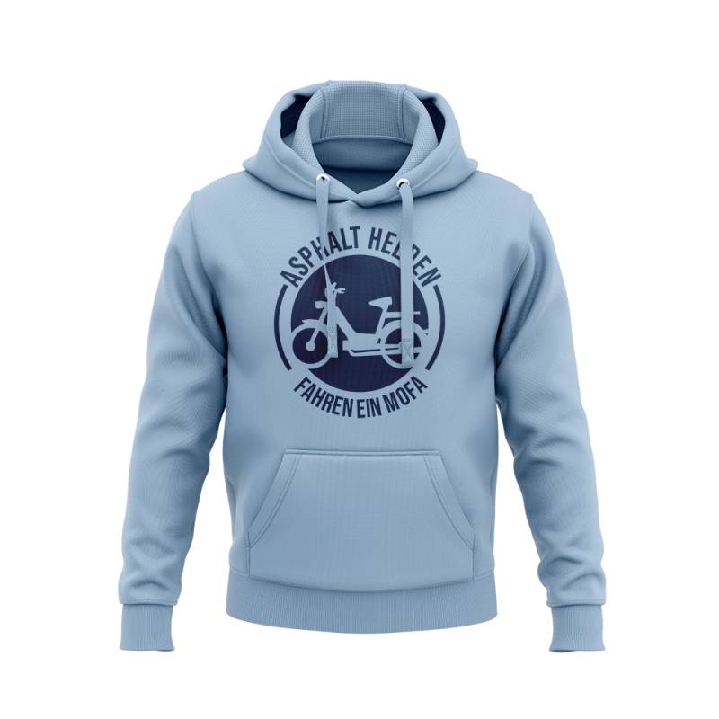 Hoodie in verschiedenen Farben mit Aufdruck "Asphalt Helden fahren ein Mofa" von Mofalegends