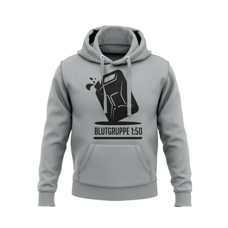 Hoodie in verschiedenen Farben mit Aufdruck "Blutgruppe 1:50" von Mofalegends