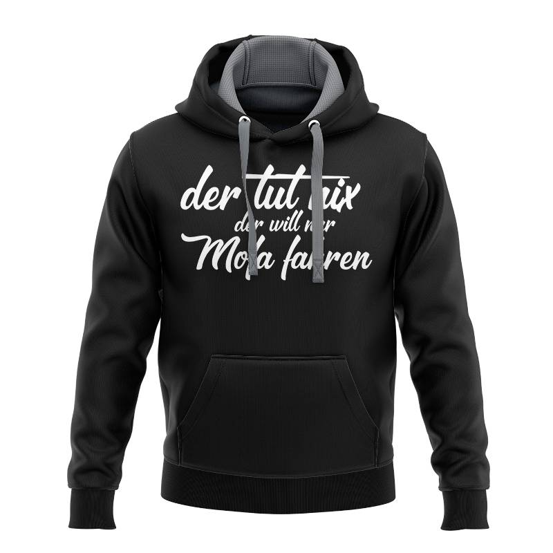 Hoodie in verschiedenen Farben mit Aufdruck "Der tut nix, der will nur Mofa f... von Mofalegends