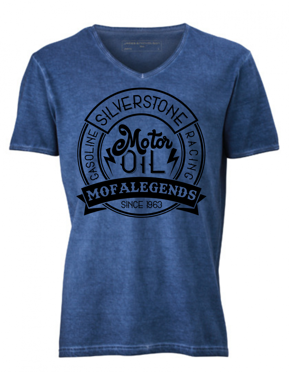 Mofa Legends Gasoline Racing Vintage T-Shirt Denim Blue von Mofalegends