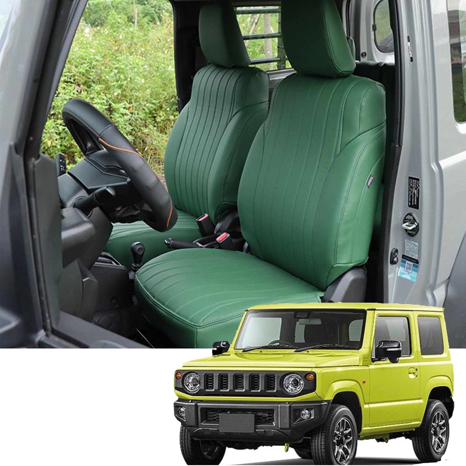 Autositzbezug aus Nappaleder, geeignet für Suzuki Jimny JB64 JB74 2019-2024, Vorder- und Rücksitzschutz, Autositzbezug Airbag-kompatibel, hochwertiger wasserdichter Sitzbezug, mehrere Farboptionen von Mohialet