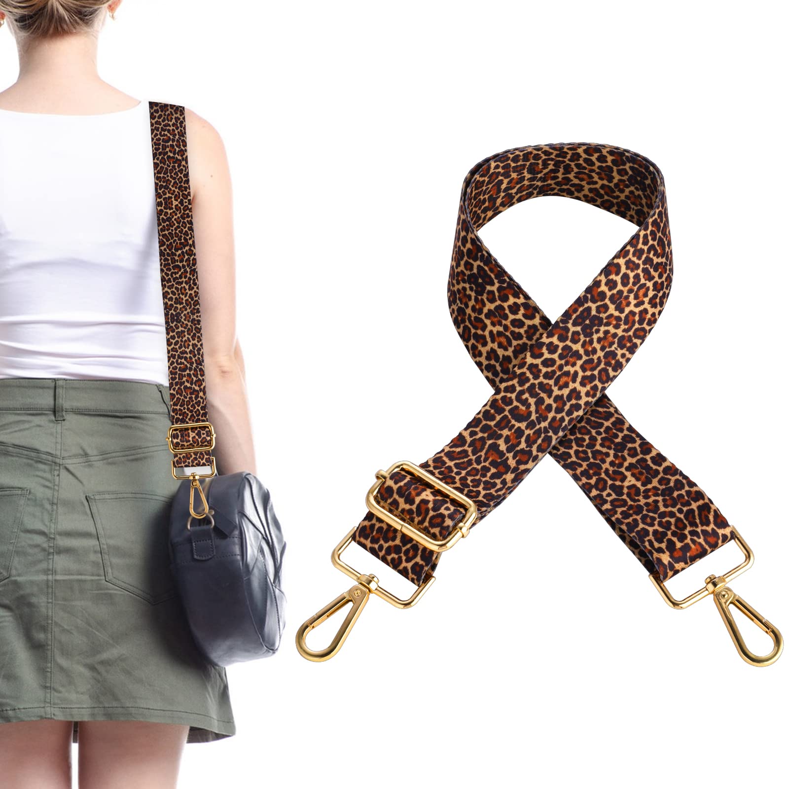 Molain Breiter Schultergurt, Geldbörse Gurt Verstellbarer Ersatz Schulter Crossbody Gurt Handtasche Strap Handtasche Leopard Crossbody Tasche 1,5 Zoll Breite von Molain