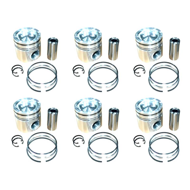 Molloparts 6 Stück 4934860 Kolben- und Kolbenring-Set 4955160, kompatibel mit Cummins Motor QSB 6.7L CPL 1700 1701 2743 8725, kompatibel mit Gehäuse Kompaktlader 4000V V400 Compactor SV212 SV216 von Molloparts