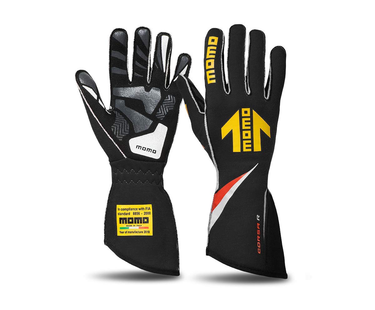 MOMO CORSA R HANDSCHUHE RENNSPORT AUTO - RENNHANDSCHUHE SCHWARZ GRÖSSE 10 - RACING HANDSCHUHE FIA von Momo