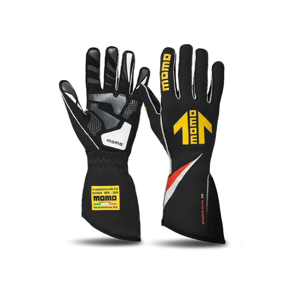 MOMO CORSA R HANDSCHUHE RENNSPORT AUTO - RENNHANDSCHUHE SCHWARZ GRÖSSE 8 - RACING HANDSCHUHE FIA von Momo