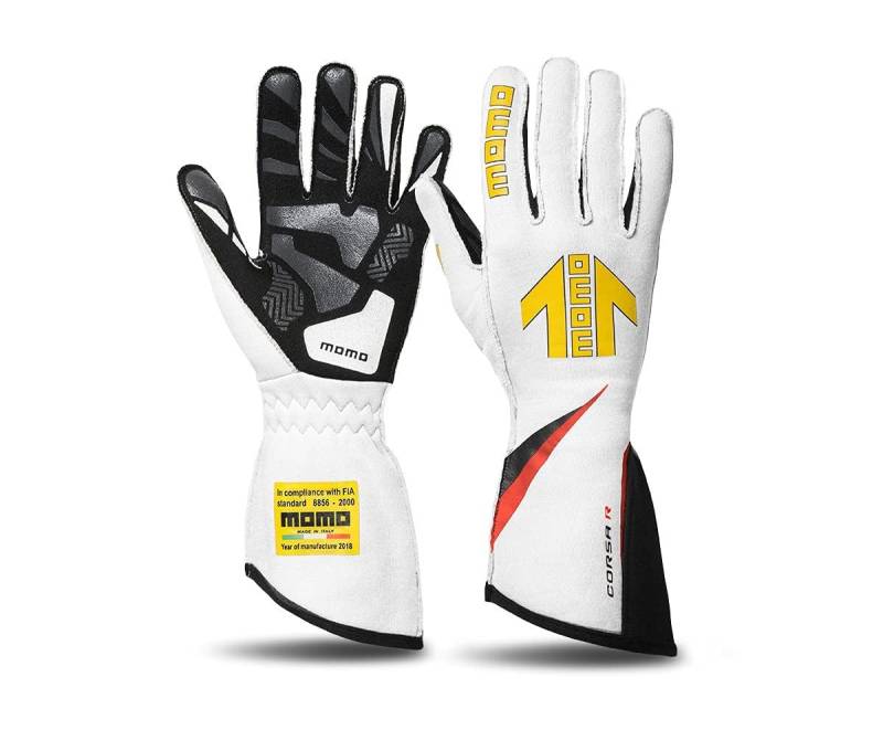 MOMO CORSA R HANDSCHUHE RENNSPORT AUTO - RENNHANDSCHUHE WEIß GRÖSSE 10 - RACING HANDSCHUHE FIA von Momo