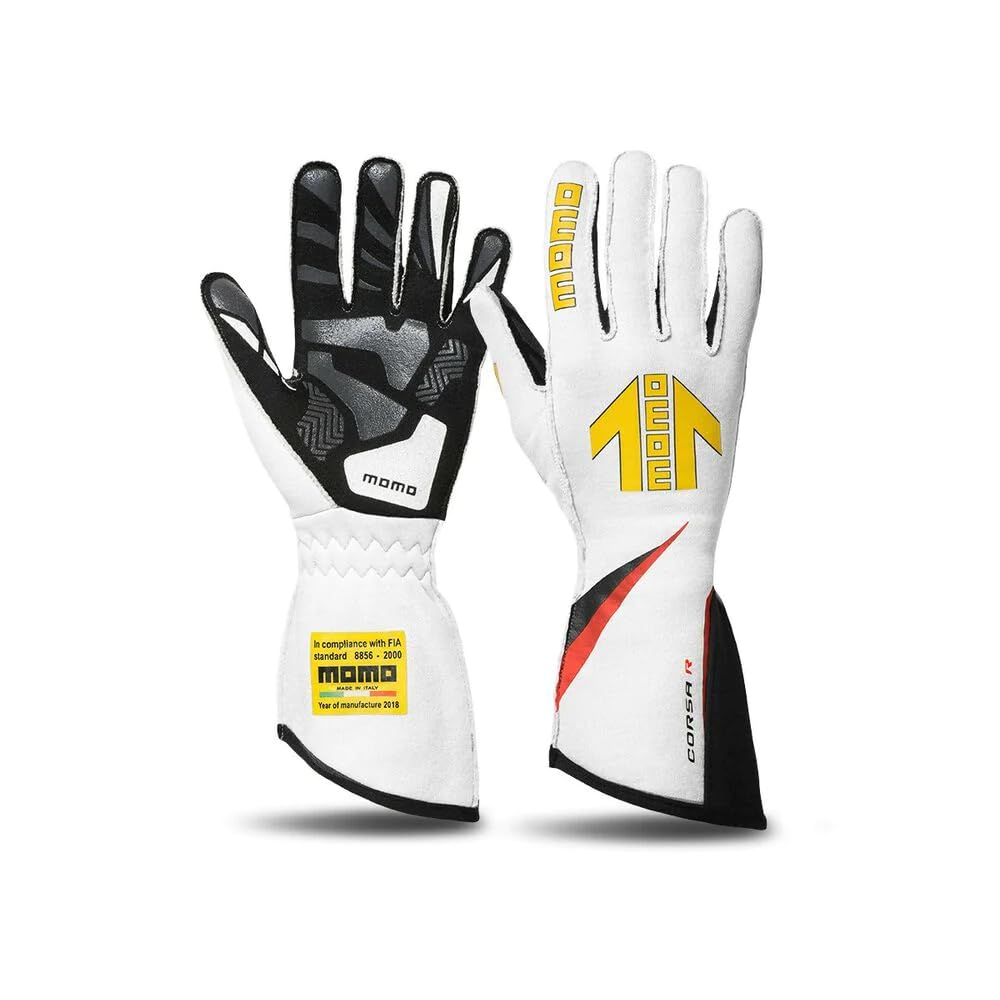 MOMO CORSA R HANDSCHUHE RENNSPORT AUTO - RENNHANDSCHUHE WEIß GRÖSSE 11 - RACING HANDSCHUHE FIA von Momo