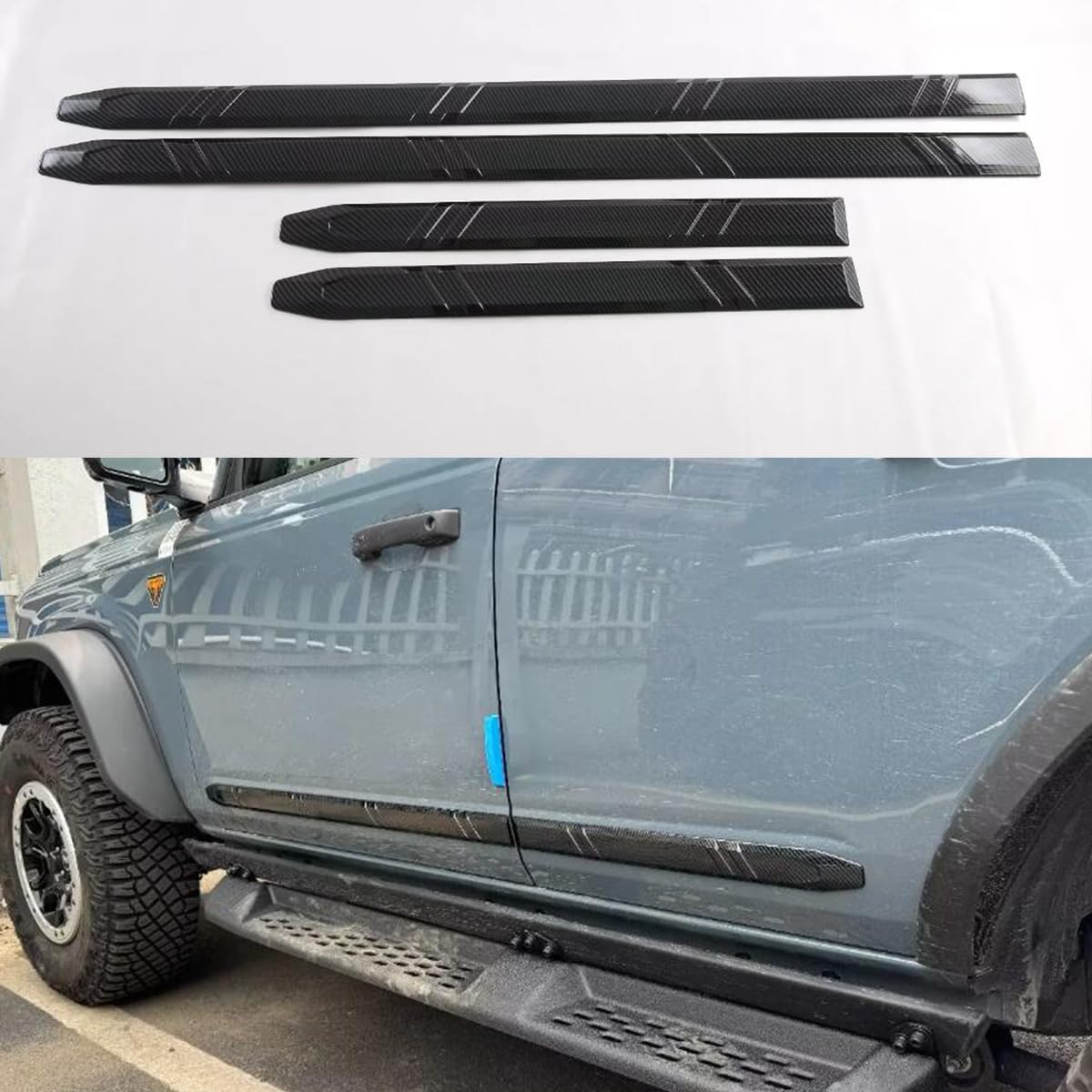 Karbonfaser-Stil, Karosserie-Tür-Seitenleiste, kompatibel mit Ford Bronco Heritage Edition 2023, 2024, 2025 von Momoap