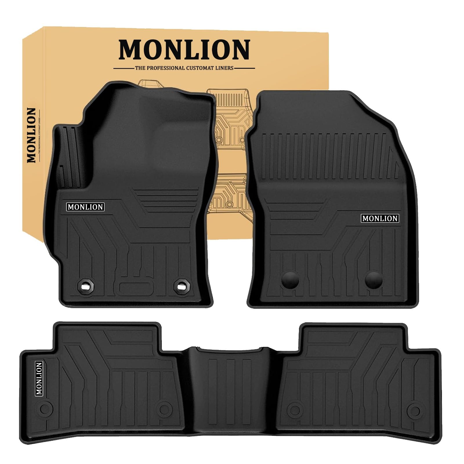 Monlıon Automatten für Toyota Corolla Cross 2020-2024 (nicht für alle Corolla Limousine oder Schrägheck) – TPE Heavy Duty Rubber Floor Liners, rutschfest, geruchslos, inklusive 1st & 2. Row, Schwarz von Monlıon