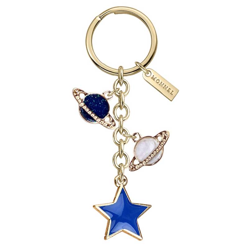 Monnel Z561 Little Star Saturns Schlüsselanhänger Charms Anhänger mit Samtbeutel (weiß blau), mehrfarbig, klein von Monnel