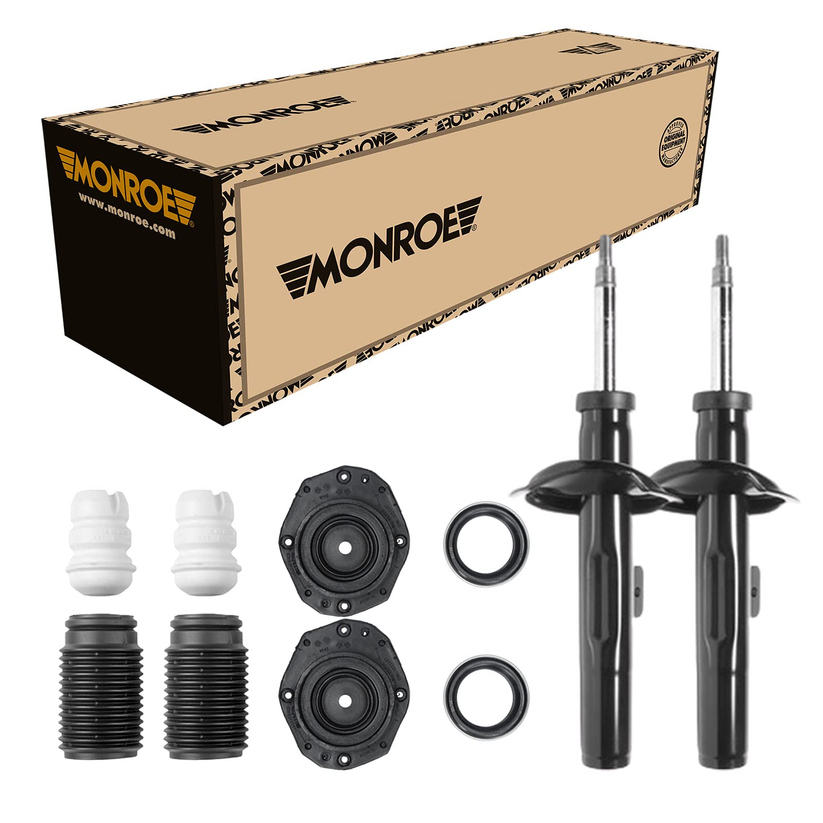 Monroe 2 Stoßdämpfer Vorne + Domlager und Staubschutz für Citroen Berlingo Mx von Monroe Bundle