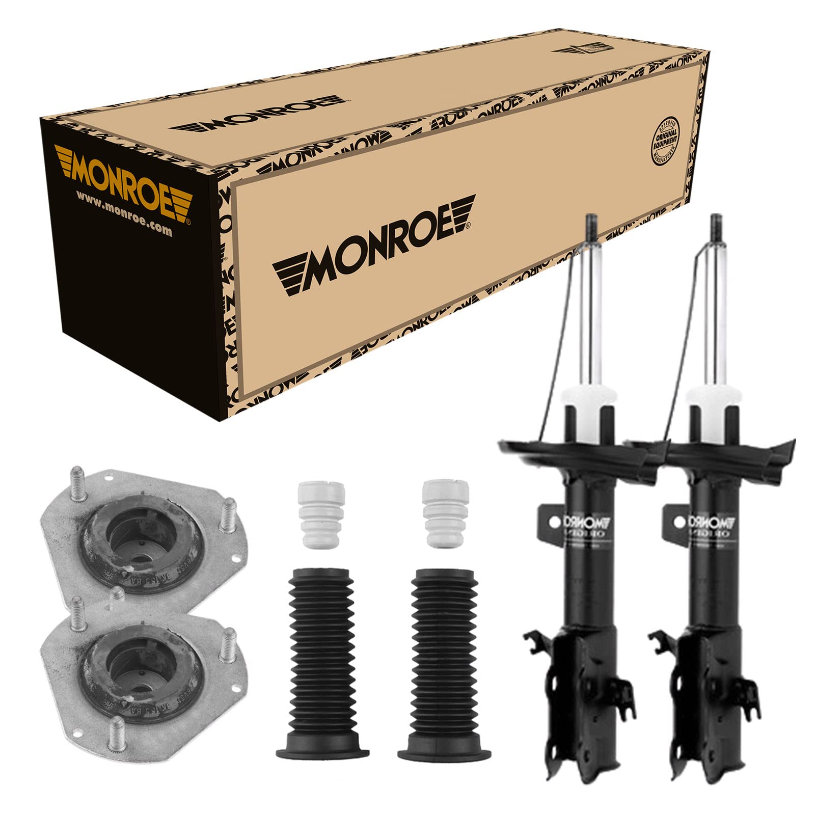 Monroe 2 Stoßdämpfer Vorne + Domlager und Staubschutz für Ford Fiesta 6 von Monroe Bundle