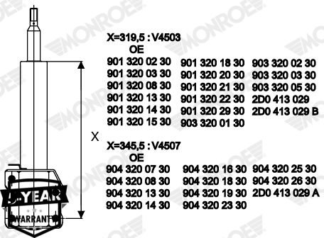 Stoßdämpfer Vorderachse Monroe V4503 von Monroe