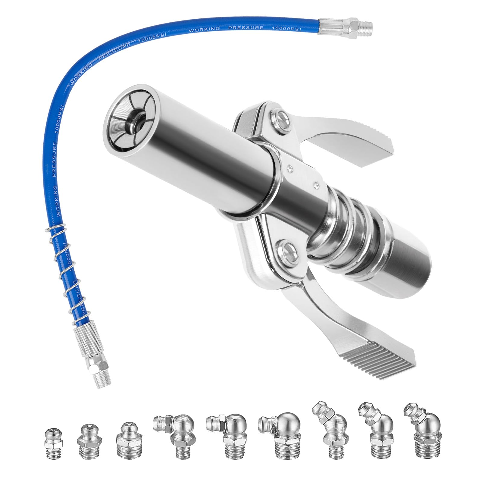 Fettpresse Mundstück, Doppelgriff G Coupler Fettpresse Für Schmiernippel mit 40cm Schlauch und 9 M6 M8 M10 Fettpresse Kupplung für Schmiernippel für alle Arten von Fettpressen von Mooshy