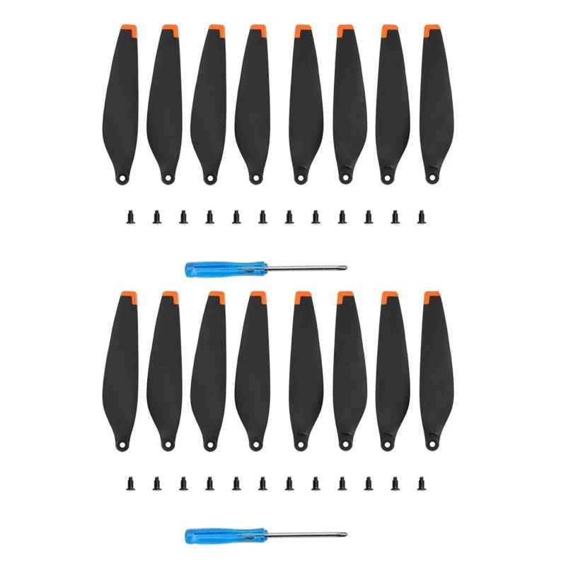 Mini 3 Propeller 6030F Geräuscharme Drohne Leichte Flügelventilatoren Ersatzteil Schnellspanner for D-JI Mini 3 Reparaturzubehör(Black Orange 16pcs) von Mooyaya