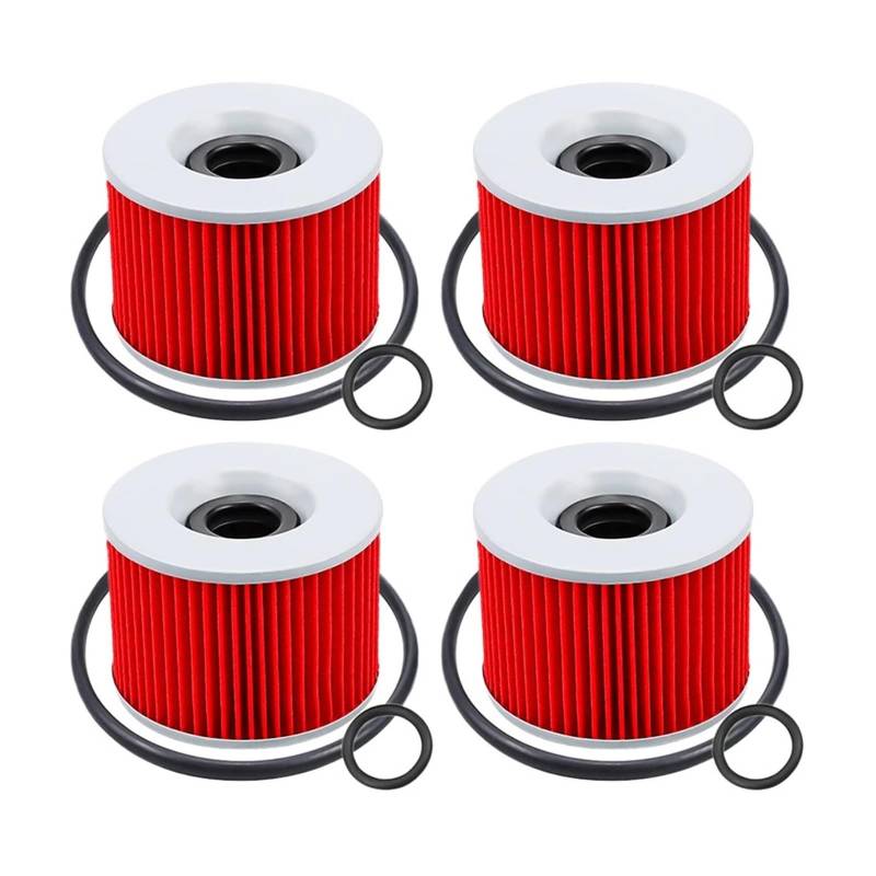 Motorrad-Ölfilter for FZ700 Genesis FZ 750 FZR750 FZR750R FZR 1000 FZX700 Fazer FZX750 FJ1100 FJ1200 XJR1200 XJR1300(Red-4 pcs) von Mooyaya