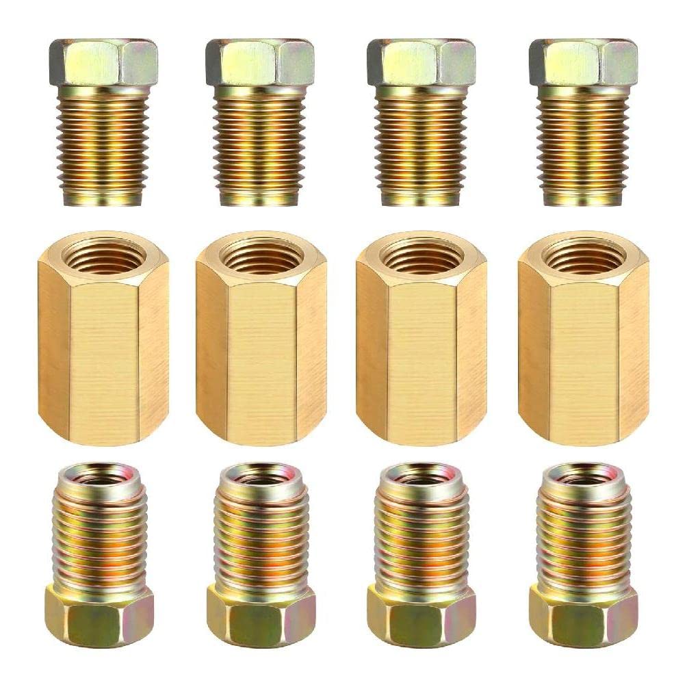 12x 1/4" Bremsleitungsverbinder Fittings Messing Verbinder 7/16-24 Inverted Adapter Set Auto Zubehör Gewinde Bremsleitungsverbinder 3/16 eine Seite männlich eine Seite weiblich von Morain