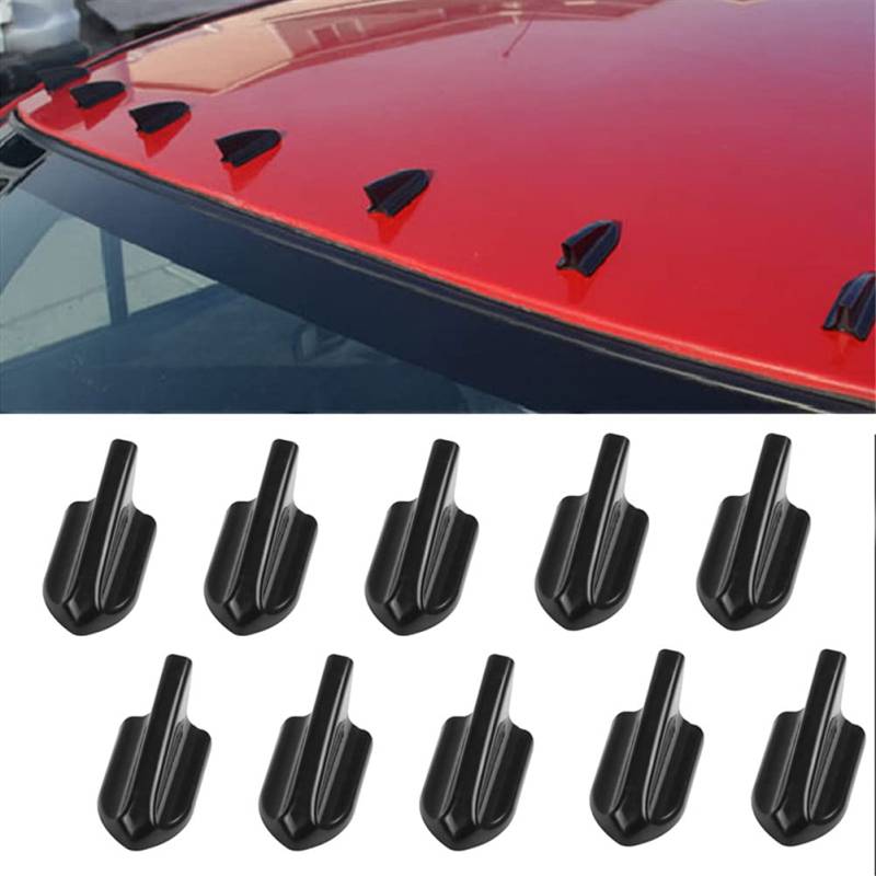 10 Stück Haifischflossenspoilerflügel,MoreChioce Autodach Haifischflossen Spoiler Dekoration Diffusor Dachspoiler Stoßstange Heckspoiler Auto Schwanz Dekoration Spoiler kit,Schwarz von MoreChioce