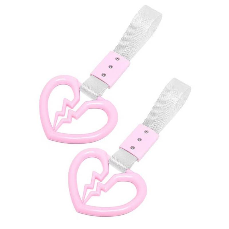 2 Stück Tsurikawa Griff, MoreChioce Herzform Auto Handschlaufe Ring Zug Bus Griff Handschlaufe Drift Charm Strap Drift Hintere Stoßstange Warnringe Autoinnentürgriff Warnschlaufe,Rose von MoreChioce