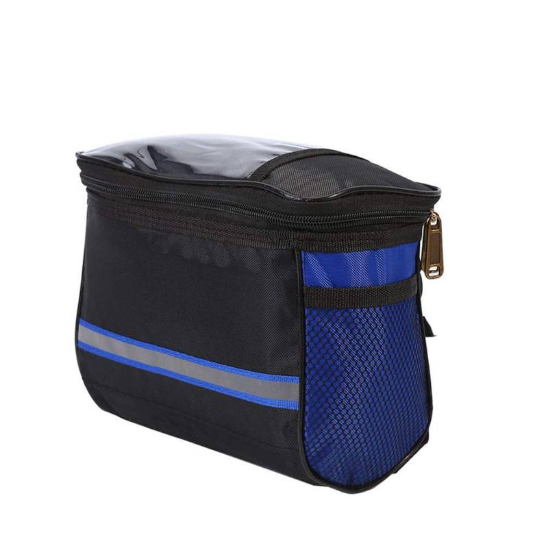 3,5L Fahrrad Lenkertasche,MoreChioce Wasserdichte Fahrrad Fronttasche Rahmentasche Fahrradtasche Lenker mit Reflektierendem Streifen 22 x 13.5 x 16cm,Blau von MoreChioce