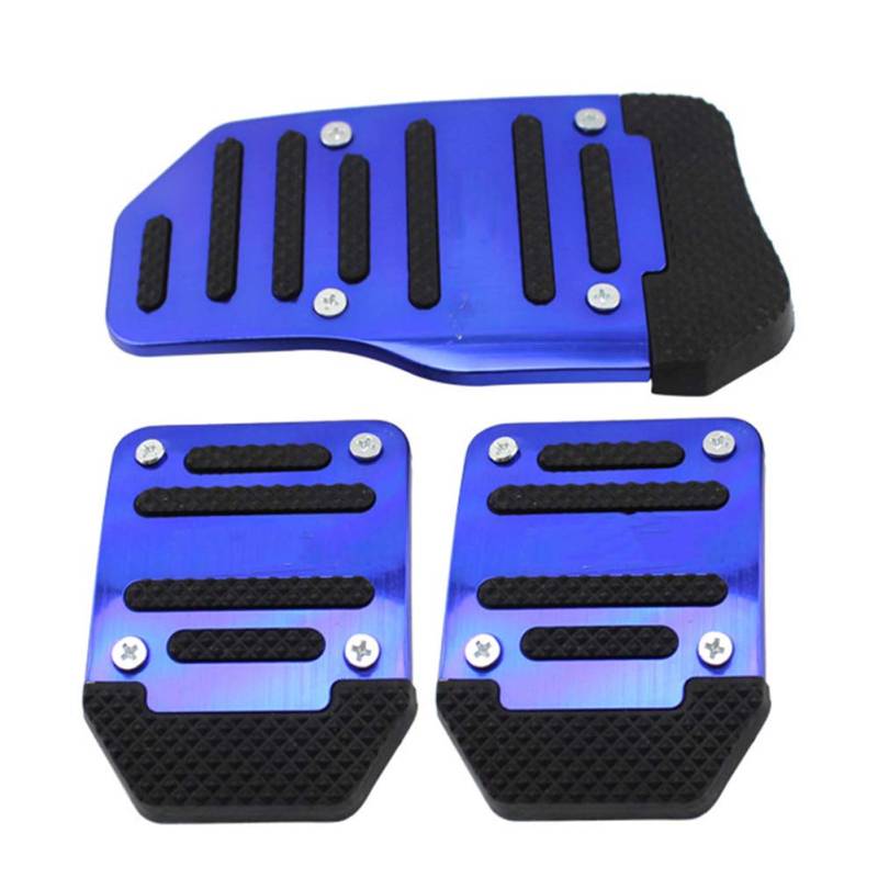 3 Stück Auto Pedal Set,MoreChioce Universal Aluminium Rutschfeste Bremsfußpedale Auto Pedale Abdeckung Rutschfeste Fußpedal Pedalkappen Bremsen Abdeckplatte für Manuell Auto,Blau von MoreChioce