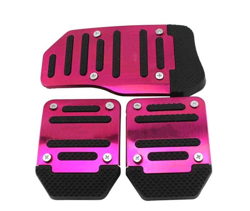 3 Stück Auto Pedal Set,MoreChioce Universal Aluminium Rutschfeste Bremsfußpedale Auto Pedale Abdeckung Rutschfeste Fußpedal Pedalkappen Bremsen Abdeckplatte für Manuell Auto,Rot von MoreChioce