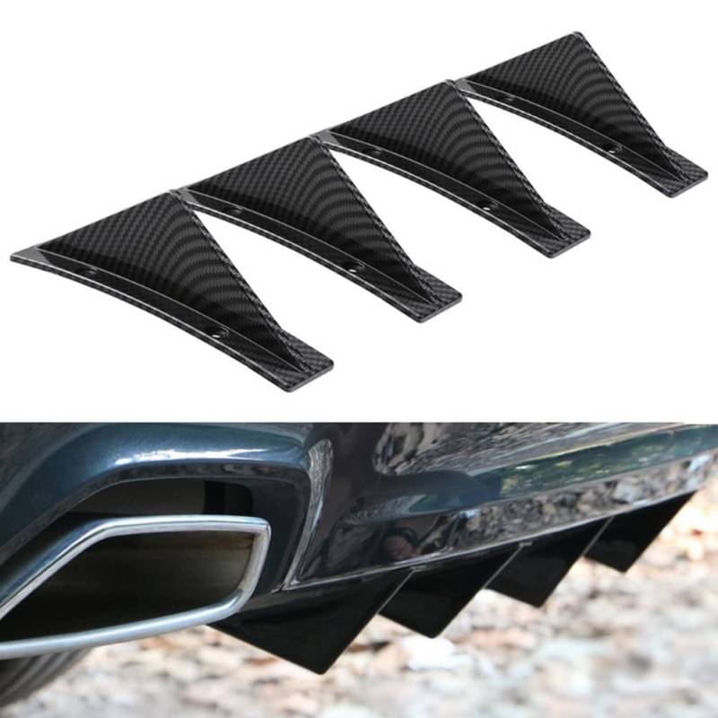 4 Stück Auto Heckstoßstange Spoiler,MoreChioce Universal Heck Diffusor für Stoßstange Chassis Auto Hecklippe Haifischflosse Spoiler Lip Diffusor Shark Fin Spoiler Aussehen Spoiler,Kohlefaser Muster von MoreChioce