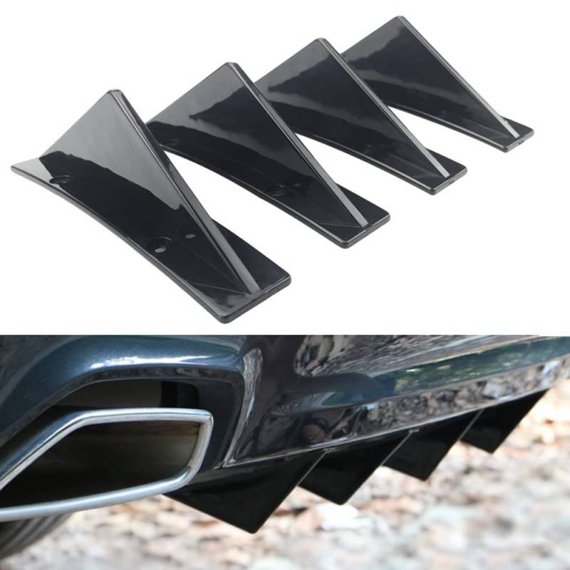 4 Stück Auto Heckstoßstange Spoiler,MoreChioce Universal Heck Diffusor für Stoßstange Chassis Auto Hecklippe Haifischflosse Spoiler Lip Diffusor Shark Fin Spoiler Aussehen Spoiler,Schwarz von MoreChioce