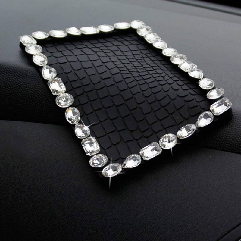 Auto Antirutschmatte,MoreChioce Luxuriös Bling Bling Strass Auto Klebepad Rutschfeste Armaturenbrett Anti Rutsch Pad Dashboard Klebematte für Handys Münz Schlüssel 20 x 13 x 0,5cm,Transparent von MoreChioce