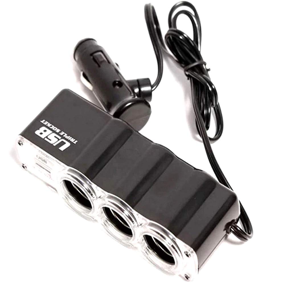 Auto Ladegerät Einbau Buchse,MoreChioce Universal 3 Fach KFZ Verteiler Zigarettenanzünder Ladeadapter 12V/24V Zigarettenanzünder Buchse USB Steckdose Adapter Buchse Splitter Panel Schalter von MoreChioce