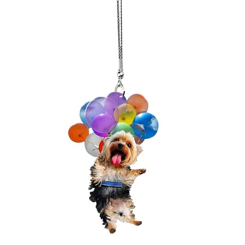 Auto Rückspiegel Anhänger,MoreChioce Kleintiere mit Luftballons Auto Innenspiegel Anhänger Kreativ Rückspiegel Hängen Ornament Niedliche Lustige Rückspiegel Deko Auto Innendekoration,Katze Hunde #22 von MoreChioce