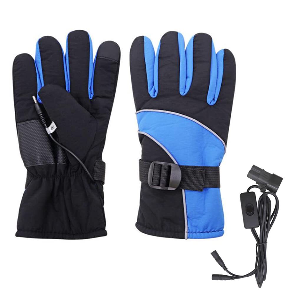 Beheizbare Handschuhe Damen und Herren, MoreChioce Unisex Heizhandschuhe Wasserdichter Winter-Touchscreen Wiederaufladbare Elektrisch Beheizte Handschuhe Winterhandschuhe,Blau Elektromobil von MoreChioce