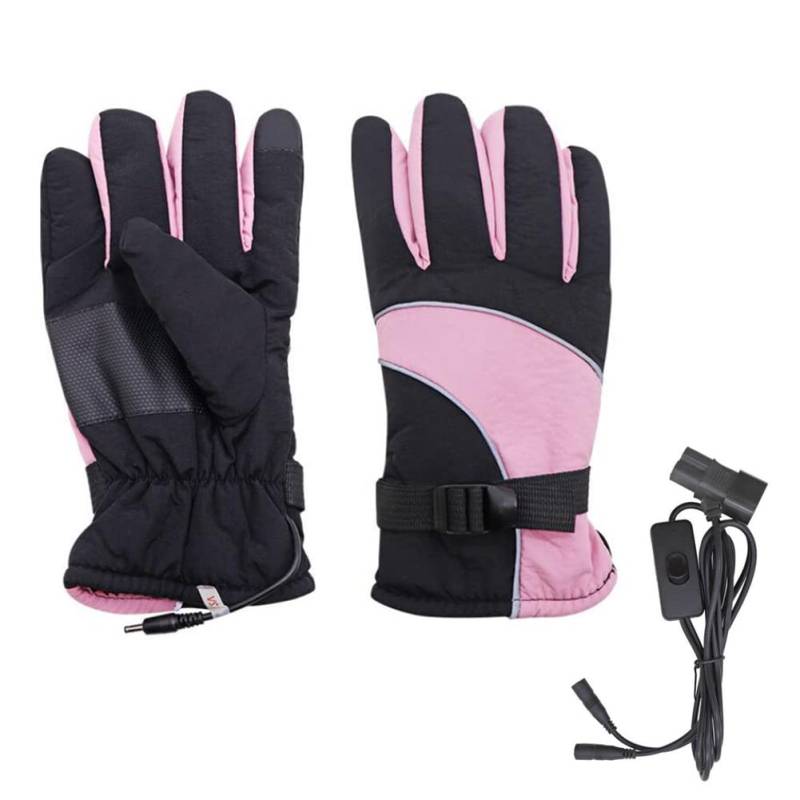 Beheizbare Handschuhe Damen und Herren, MoreChioce Unisex Heizhandschuhe Wasserdichter Winter-Touchscreen Wiederaufladbare Elektrisch Beheizte Handschuhe Winterhandschuhe,Rosa Elektromobil von MoreChioce