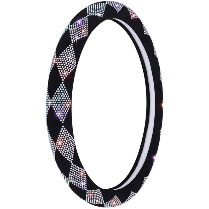 Bling Bling Lenkradbezug,MoreChioce Luxuriös Samt Kristall Lenkrad Abdeckung Bunt Glitzer Auto Lenkradhülle Diamant Universal Lenkradschoner Anti Rutsch Lenkradschutz Durchmesser 38cm von MoreChioce