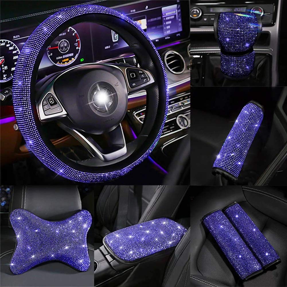 Bling Bling Strass Auto Lenkrad Dekoration Abdeckung,MoreChioce Universal Glitzer Diamant Lenkradbezug Luxuriös Lenkradhülle Rutschfest Auto Innenraum Dekoration Zubehör für Auto SUV LKW von MoreChioce