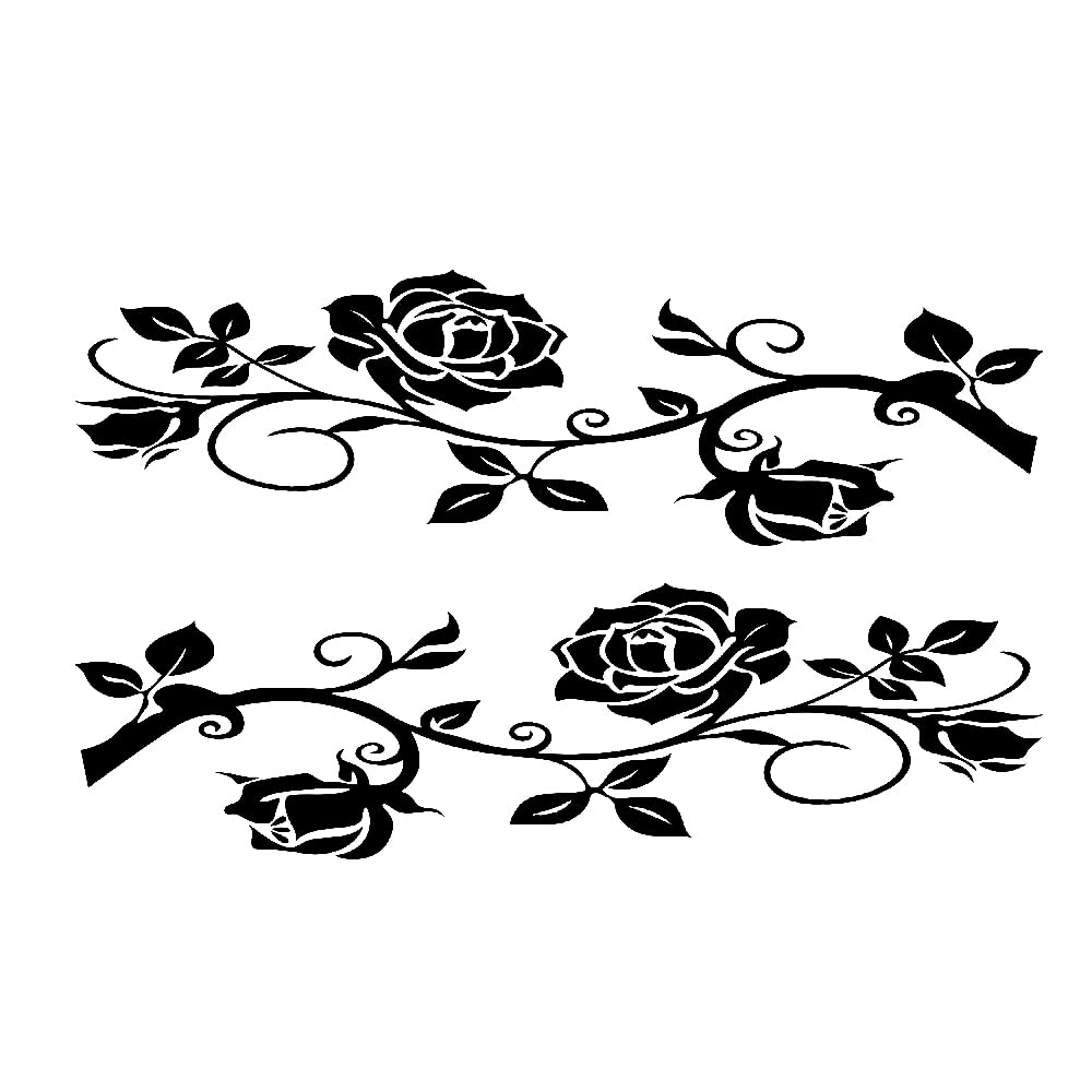 Blumenranke Autoaufkleber,MoreChioce 2 Stücke Vintage Vinyl Grafik Aufkleber Abziehbild Decal Wasserdichte Wand Tattoo Auto Folierung Blume Muster Seitenschweller Selbstklebend Wanddeko,Schwarz von MoreChioce