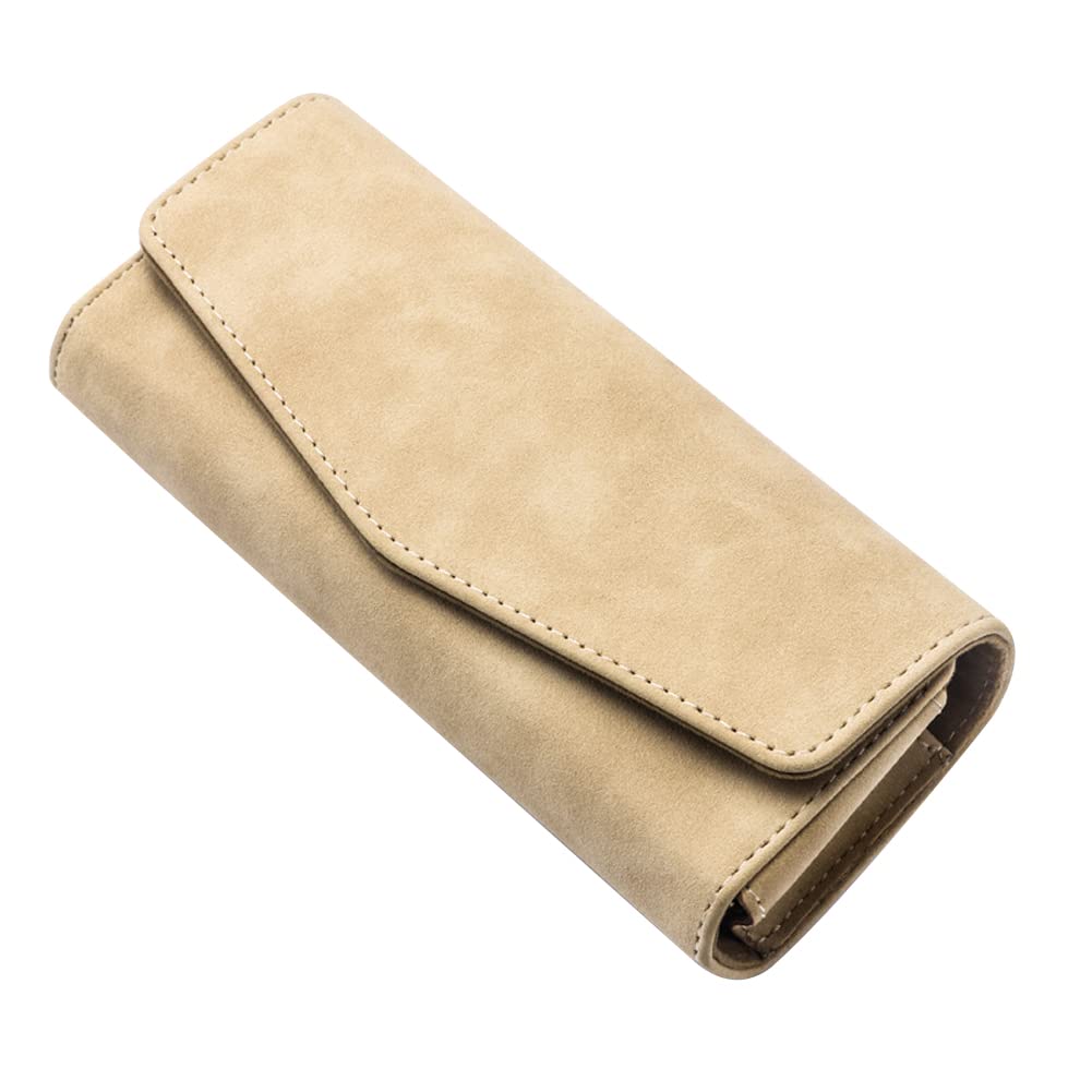 Brillenhalter für Auto Sonnenblende,MoreChioce PU Leder Auto Brillenetui Auto Brillenetui mit Clip Brillenetui Brillen Aufhänger mit Magnethalter für Karten Münzen Brillen,Beige von MoreChioce