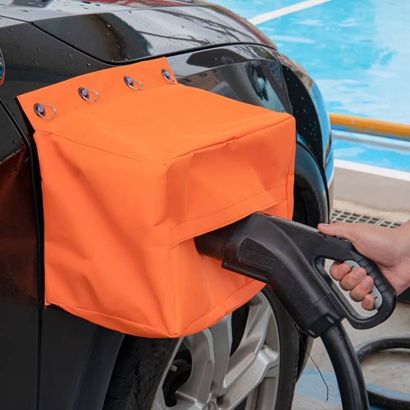 EV-Ladesteckern wasserdichte Abdeckung, MoreChioce Regenschutz für Elektroauto-Ladegerät 600D-Oxford-Gewebe Staubdicht und Sonnenschutz Abdeckungen Ladeabdeckung,Orange von MoreChioce