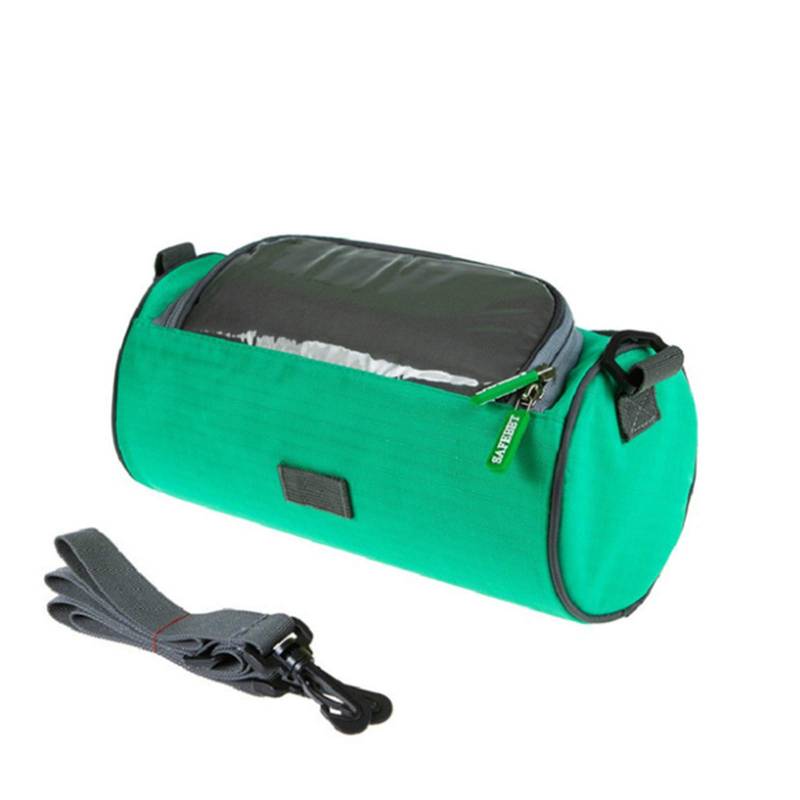 Fahrrad Lenkertasche Wasserdicht,MoreChioce Fahrrad Fronttasche Handy Rahmentasche Fahrradkorb Handytasche mit Transparent PVC Touchscreen und Abnehmbarem Schultergurt 25 * 12.5 * 12.5cm,Dunkelgrün von MoreChioce