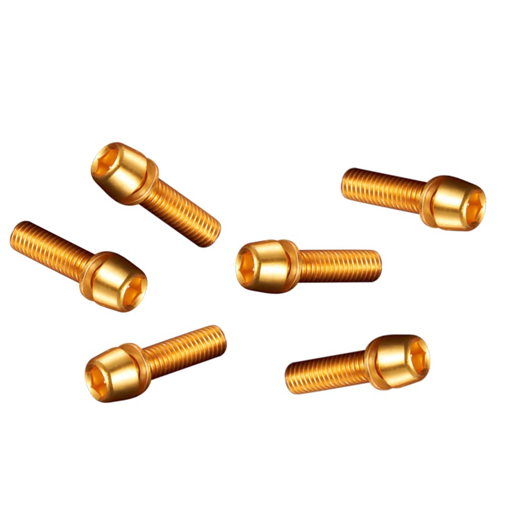 Fahrrad Vorbau Schraube,MoreChioce 6 Stück M5 x 18 mm Fahrrad Lenker Vorbau Schrauben Fahrrad Vorbauschrauben Fahrradschraube Feste Schrauben mit Unterlegscheiben für Mountainbike Vorbauteile,Gold von MoreChioce