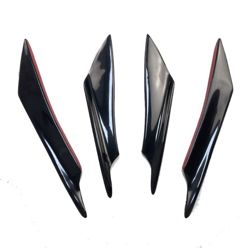 Frontstoßstange Spoiler, MoreChioce 4 Stücke Universal Auto Frontspoiler ABS Kohlefaser Auto Luftdurchfluss Spoilerlippe Seitenspoiler Körper Spoiler Mini Spoiler Auto Dekoration,Glänz Schwarz von MoreChioce