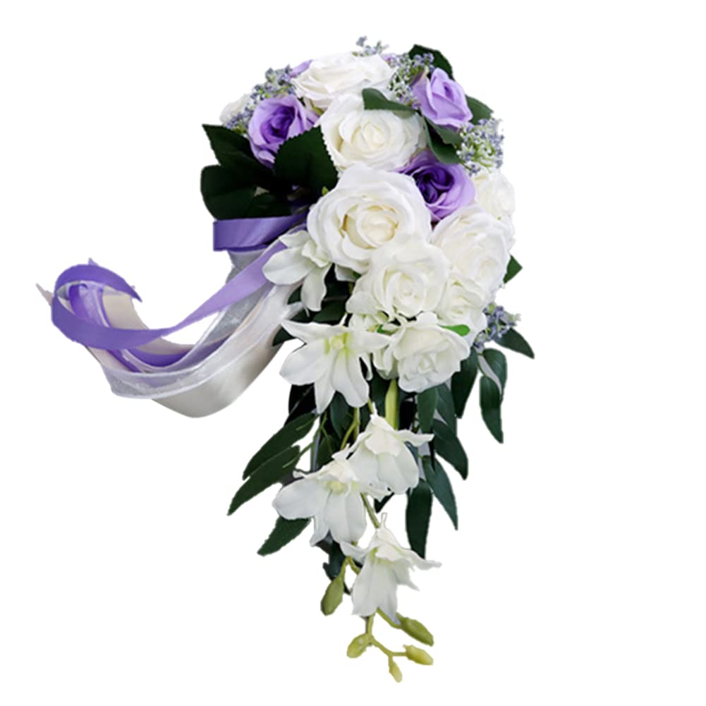 Handgefertigter Romantischer Hochzeitsstrauß, MoreChioce Künstlich Blume Hochzeitsblumen Brautstrauss Rosenstrauß Brautsträuße für Heimwerker Braut Hochzeit Party Festival,#2 von MoreChioce