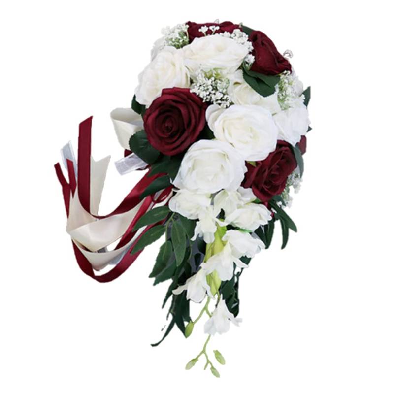 Handgefertigter Romantischer Hochzeitsstrauß, MoreChioce Künstlich Blume Hochzeitsblumen Brautstrauss Rosenstrauß Brautsträuße für Heimwerker Braut Hochzeit Party Festival,#4 von MoreChioce